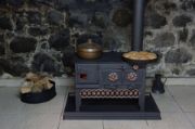 Yandan Fırınlı Odun Kuzinesi Isıtma  Pişirme Sobası Bakır Eskitme resmi